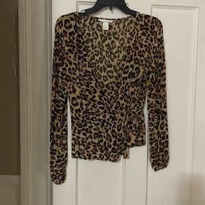 H&M size 8 . Cheetah print wrap blouse . Soft